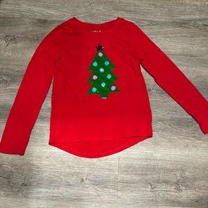 Cat & jack Long sleeve Christmas tree reversible sequins red shirt